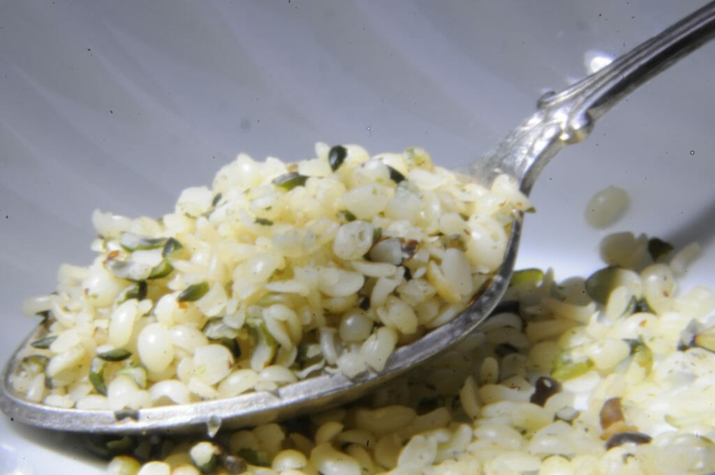 Why You Should Eat More Raw Hemp Seeds 2 hemp seed on a spoon
